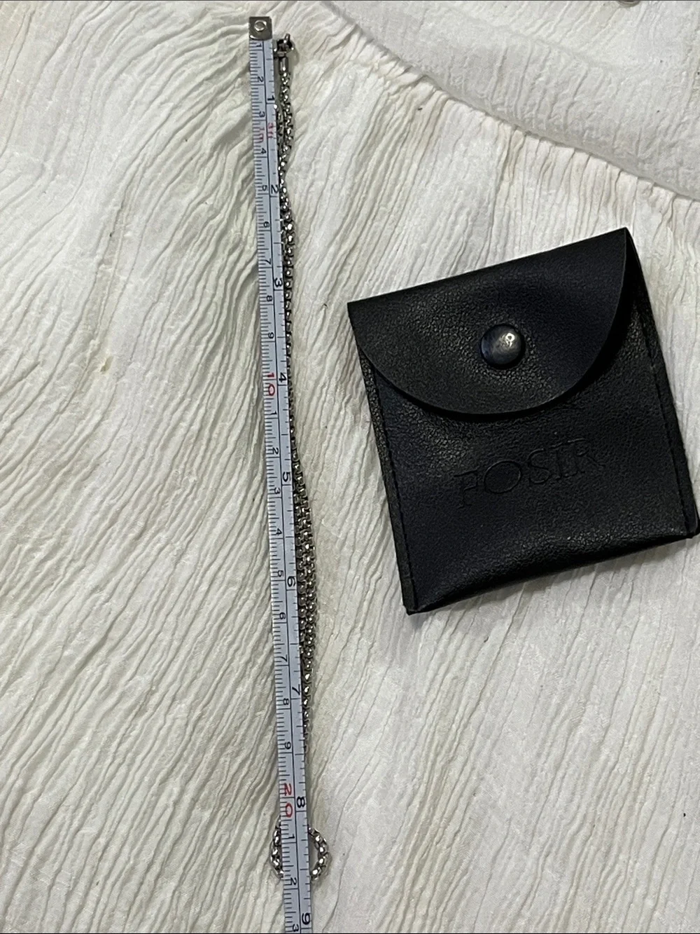 Oster Black Leather Mini Crossbody Pouch with Silver Chain